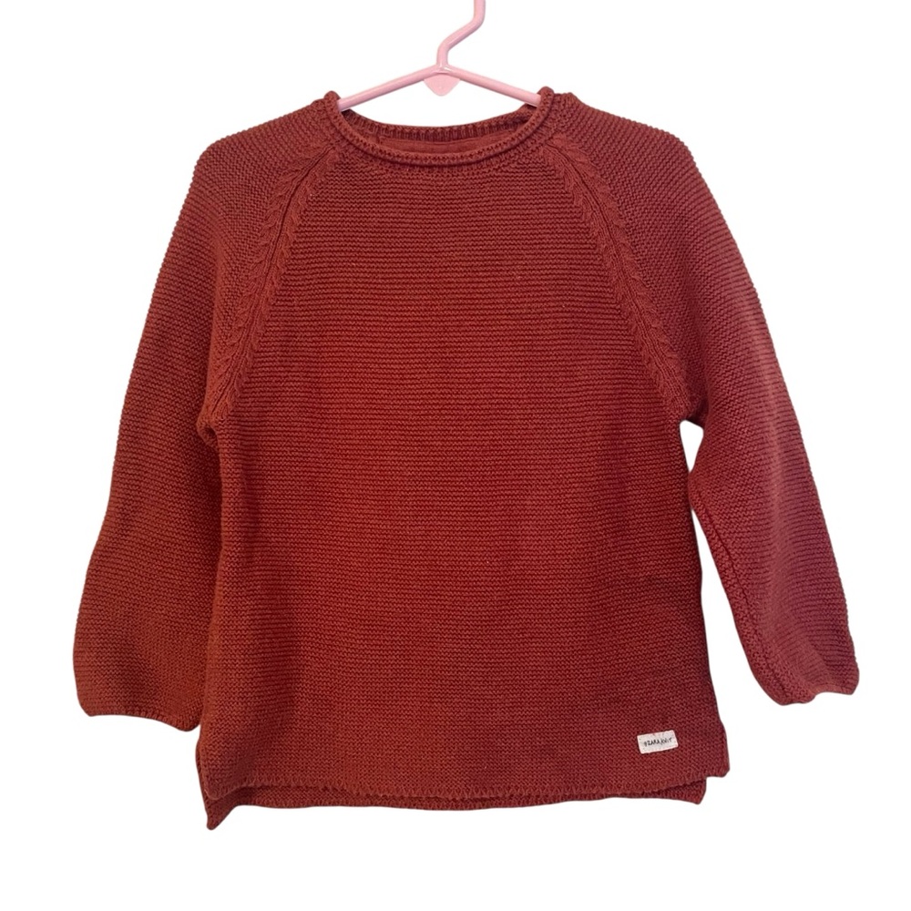 Zara Baby Rust Cotton Knot Pullover Sweater‎ Size 3-4